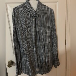 Blue, black, and white long sleeve button up shirt. Great condition. No returns!